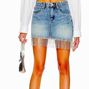 Denim Fringe Mini Skirt
